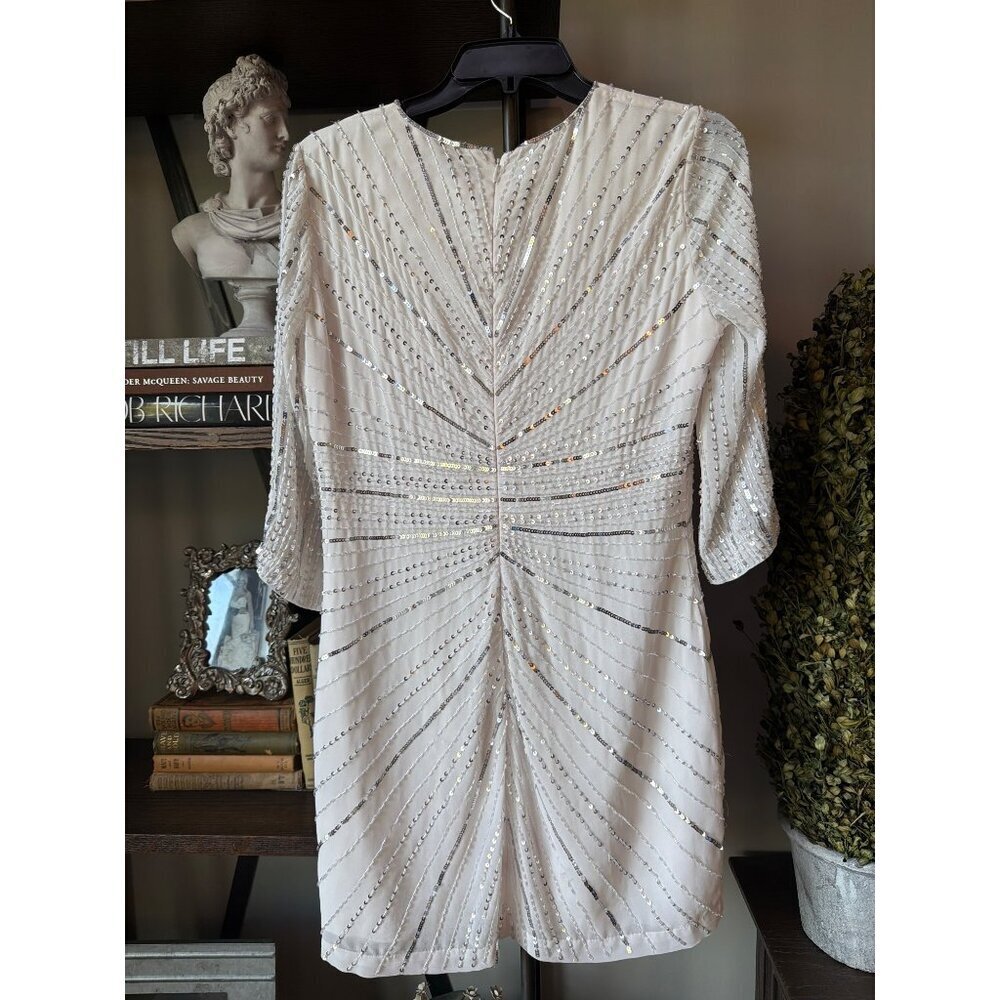 Parker Petra Sequin Mini Dress Ivory Womens Size 2 - Picture 7 of 11